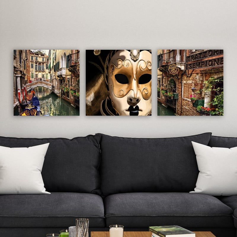 Koristeellinen Canvastaulu 3-os 30x30 cm - Monivärinen - Sisustustuotteet - Taulu & taide - Canvas-taulu