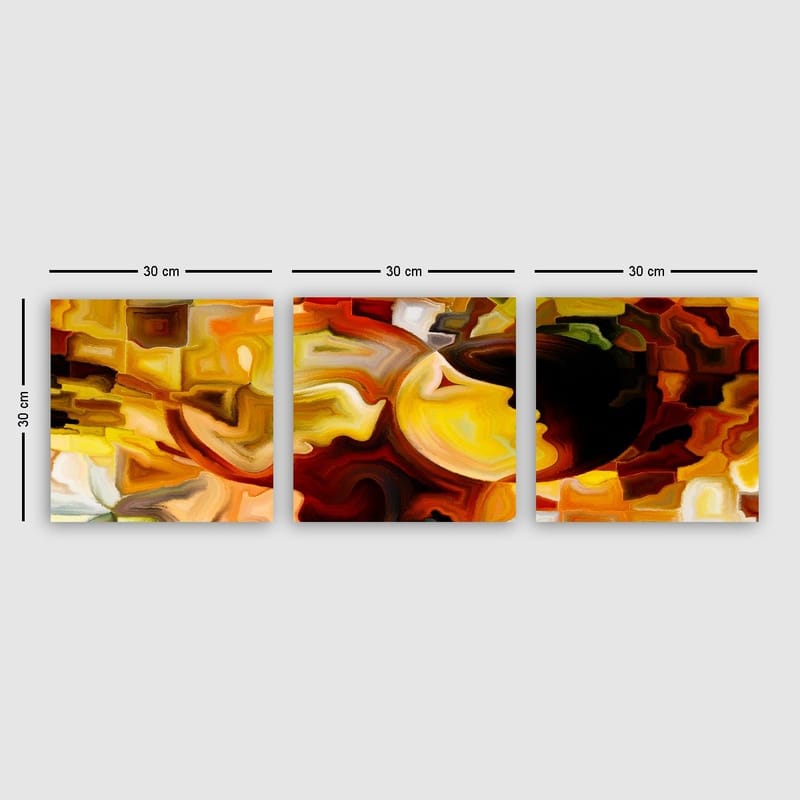 Koristeellinen Canvastaulu 3-os 30x30 cm, Monivärinen