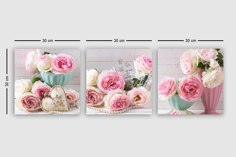 Koristeellinen Canvastaulu 3-os 30x30 cm - Monivärinen - Sisustustuotteet - Taulu & taide - Canvas-taulu