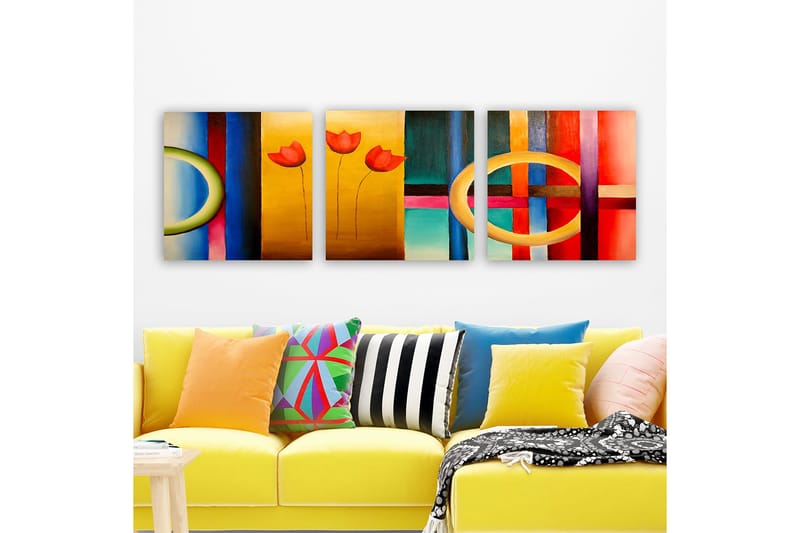 Koristeellinen Canvastaulu 3-os 30x30 cm, Monivärinen