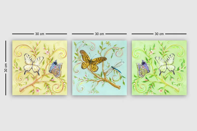 Koristeellinen Canvastaulu 3-os 30x30 cm - Monivärinen - Sisustustuotteet - Taulu & taide - Canvas-taulu