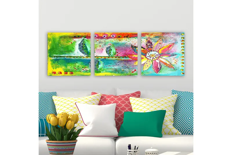 Koristeellinen Canvastaulu 3-os 30x30 cm, Monivärinen