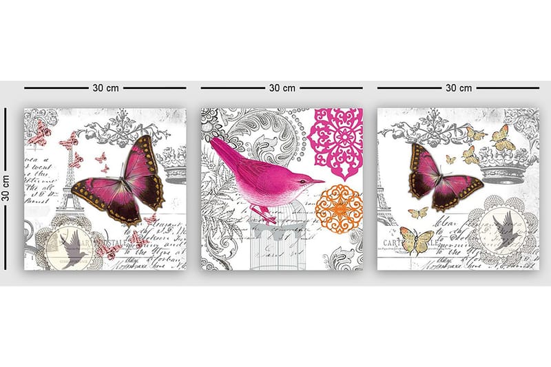 Koristeellinen Canvastaulu 3-os 30x30 cm - Monivärinen - Sisustustuotteet - Taulu & taide - Canvas-taulu