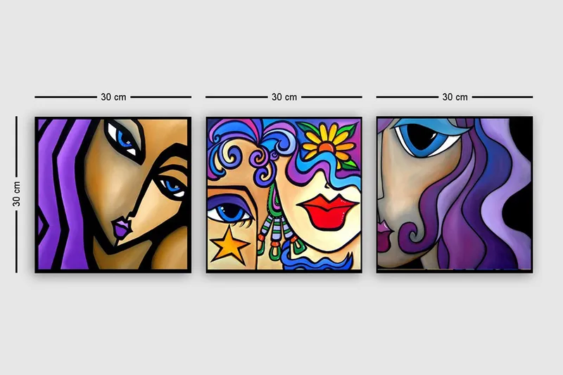 Koristeellinen Canvastaulu 3-os 30x30 cm - Monivärinen - Sisustustuotteet - Taulu & taide - Canvas-taulu