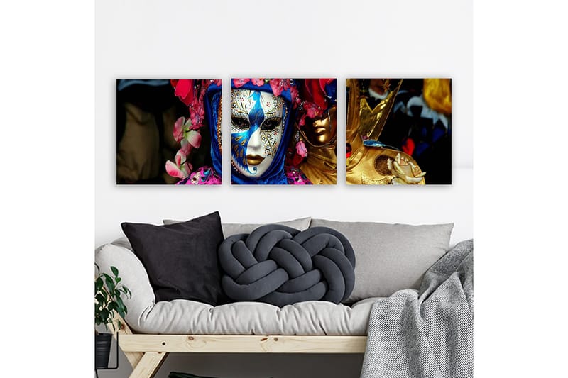 Koristeellinen Canvastaulu 3-os 30x30 cm, Monivärinen