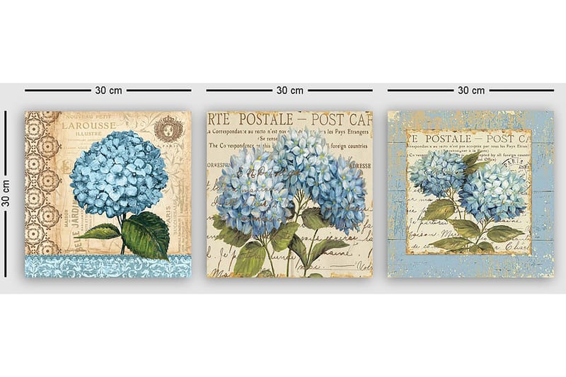 Koristeellinen Canvastaulu 3-os 30x30 cm - Monivärinen - Sisustustuotteet - Taulu & taide - Canvas-taulu