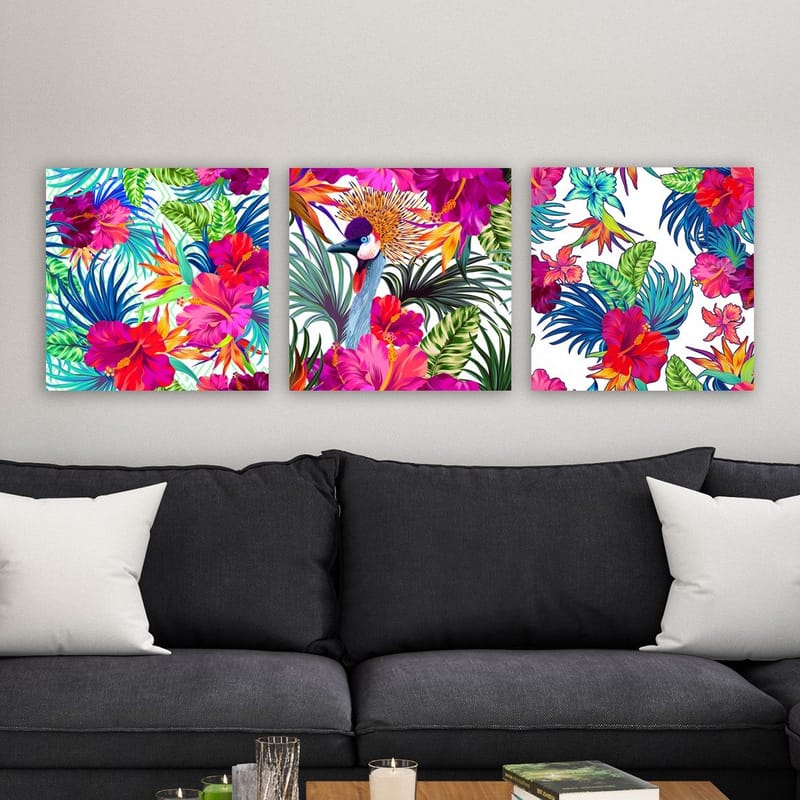 Koristeellinen Canvastaulu 3-os 30x30 cm - Monivärinen - Sisustustuotteet - Taulu & taide - Canvas-taulu