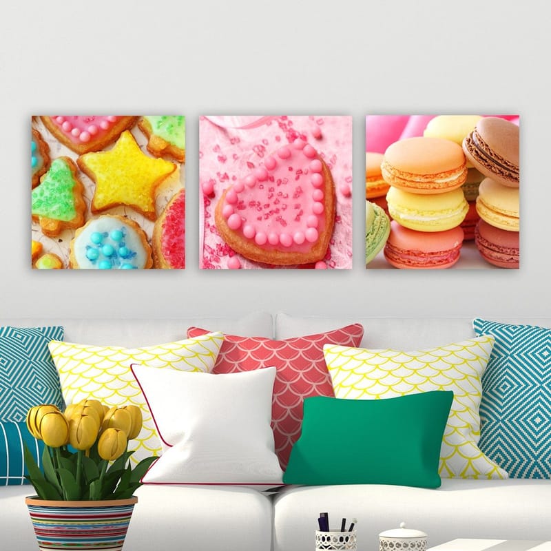 Koristeellinen Canvastaulu 3-os 30x30 cm - Monivärinen - Sisustustuotteet - Taulu & taide - Canvas-taulu