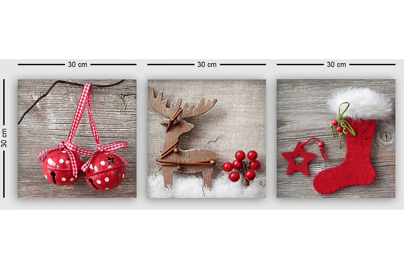 Koristeellinen Canvastaulu 3-os 30x30 cm - Monivärinen - Sisustustuotteet - Taulu & taide - Canvas-taulu