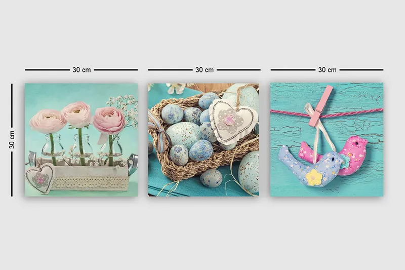 Koristeellinen Canvastaulu 3-os 30x30 cm - Monivärinen - Sisustustuotteet - Taulu & taide - Canvas-taulu