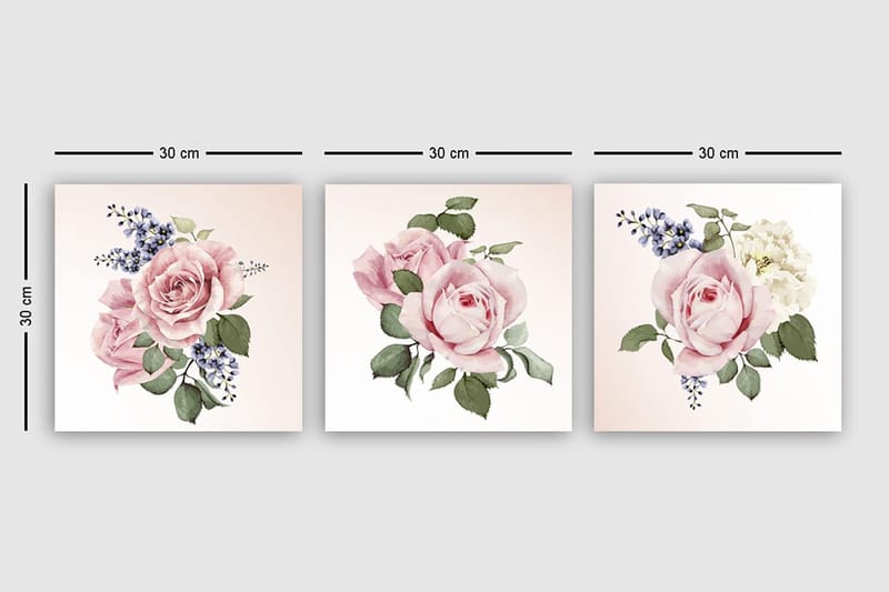 Koristeellinen Canvastaulu 3-os 30x30 cm - Monivärinen - Sisustustuotteet - Taulu & taide - Canvas-taulu