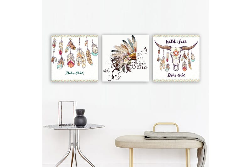 Koristeellinen Canvastaulu 3-os 30x30 cm, Monivärinen