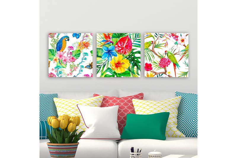 Koristeellinen Canvastaulu 3-os 30x30 cm, Monivärinen