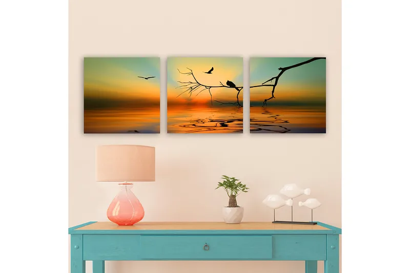 Koristeellinen Canvastaulu 3-os 30x30 cm, Monivärinen