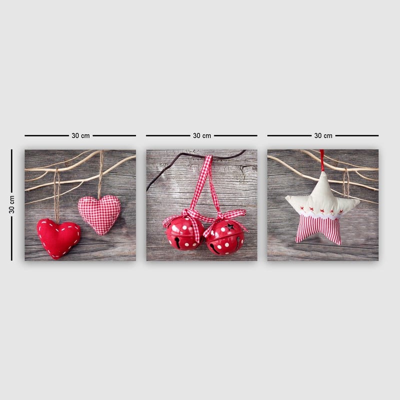 Koristeellinen Canvastaulu 3-os 30x30 cm, Monivärinen