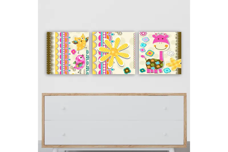 Koristeellinen Canvastaulu 3-os 30x30 cm, Monivärinen