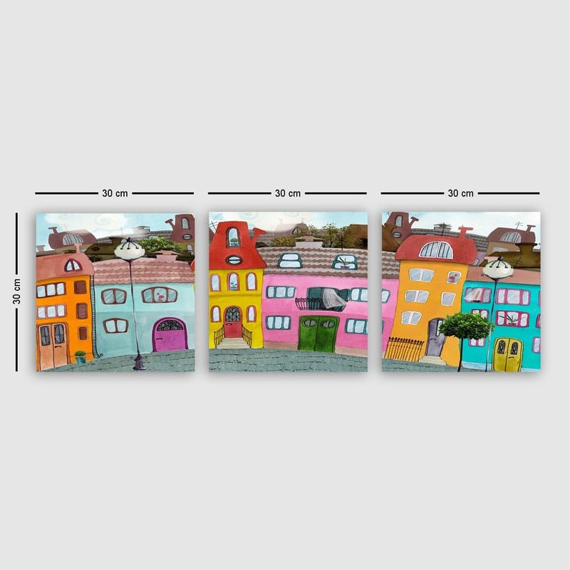 Koristeellinen Canvastaulu 3-os 30x30 cm, Monivärinen