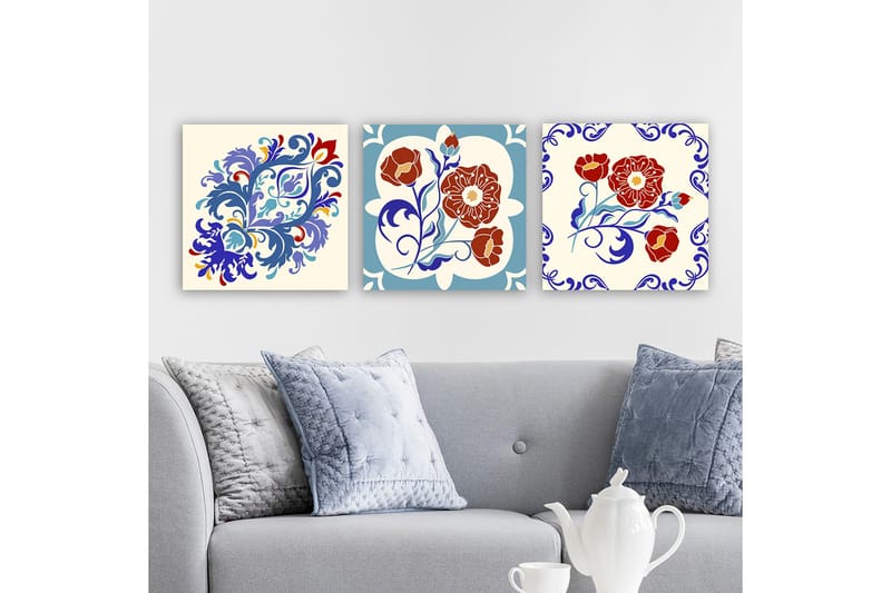 Koristeellinen Canvastaulu 3-os 30x30 cm, Monivärinen