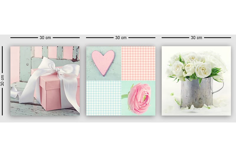 Koristeellinen Canvastaulu 3-os 30x30 cm - Monivärinen - Sisustustuotteet - Taulu & taide - Canvas-taulu