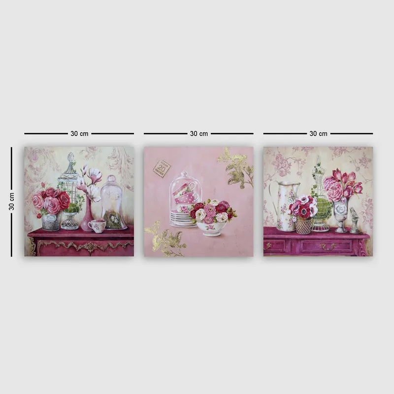 Koristeellinen Canvastaulu 3-os 30x30 cm, Monivärinen