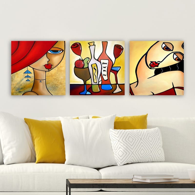 Koristeellinen Canvastaulu 3-os 30x30 cm - Monivärinen - Sisustustuotteet - Taulu & taide - Canvas-taulu