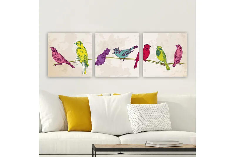 Koristeellinen Canvastaulu 3-os 30x30 cm, Monivärinen