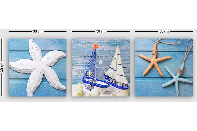 Koristeellinen Canvastaulu 3-os 30x30 cm - Monivärinen - Sisustustuotteet - Taulu & taide - Canvas-taulu