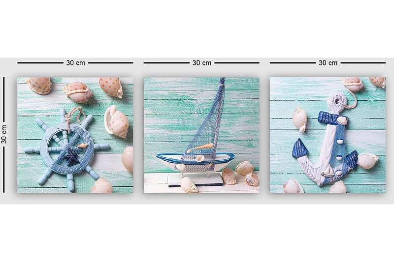 Koristeellinen Canvastaulu 3-os 30x30 cm - Monivärinen - Sisustustuotteet - Taulu & taide - Canvas-taulu