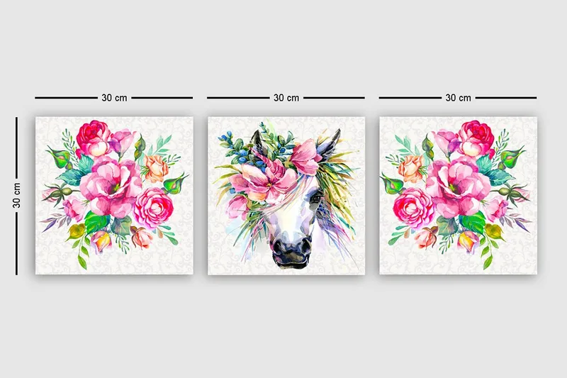 Koristeellinen Canvastaulu 3-os 30x30 cm - Monivärinen - Sisustustuotteet - Taulu & taide - Canvas-taulu