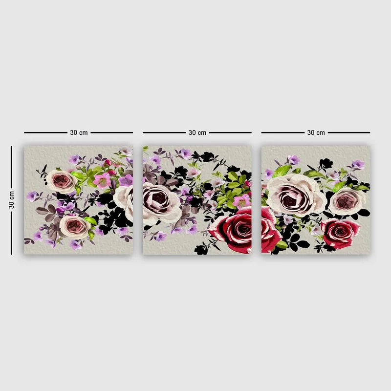 Koristeellinen Canvastaulu 3-os 30x30 cm - Monivärinen - Sisustustuotteet - Taulu & taide - Canvas-taulu