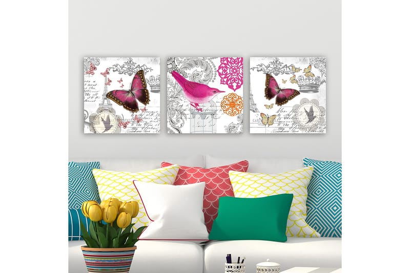 Koristeellinen Canvastaulu 3-os 30x30 cm, Monivärinen