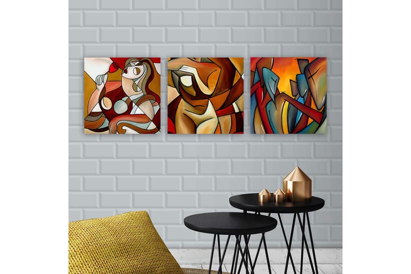 Koristeellinen Canvastaulu 3-os 30x30 cm, Monivärinen