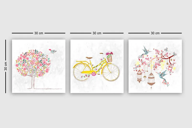 Koristeellinen Canvastaulu 3-os 30x30 cm - Monivärinen - Sisustustuotteet - Taulu & taide - Canvas-taulu