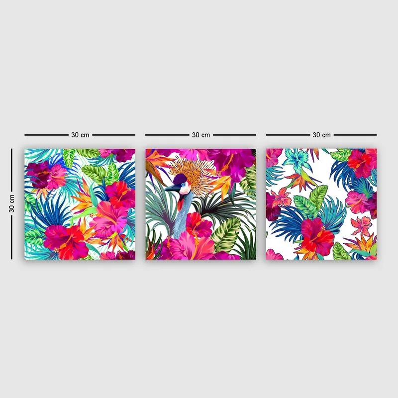 Koristeellinen Canvastaulu 3-os 30x30 cm, Monivärinen