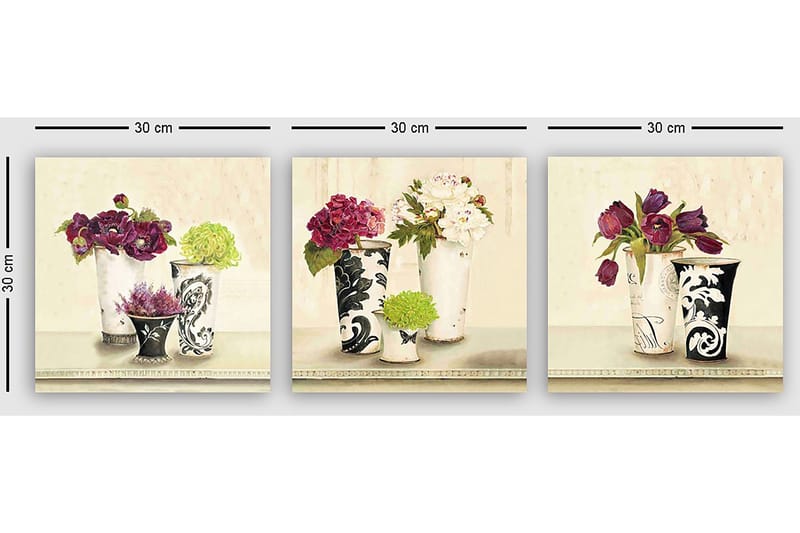 Koristeellinen Canvastaulu 3-os 30x30 cm - Monivärinen - Sisustustuotteet - Taulu & taide - Canvas-taulu