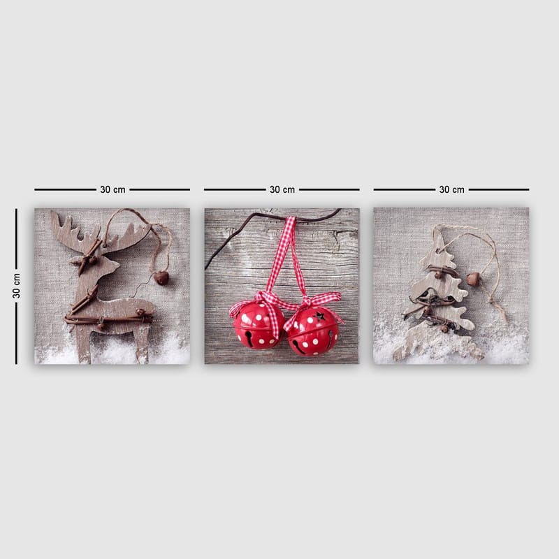 Koristeellinen Canvastaulu 3-os 30x30 cm - Monivärinen - Sisustustuotteet - Taulu & taide - Canvas-taulu
