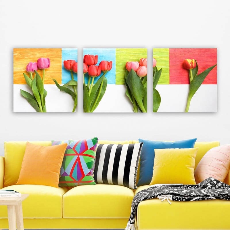 Koristeellinen Canvastaulu 3-os 30x30 cm - Monivärinen - Sisustustuotteet - Taulu & taide - Canvas-taulu