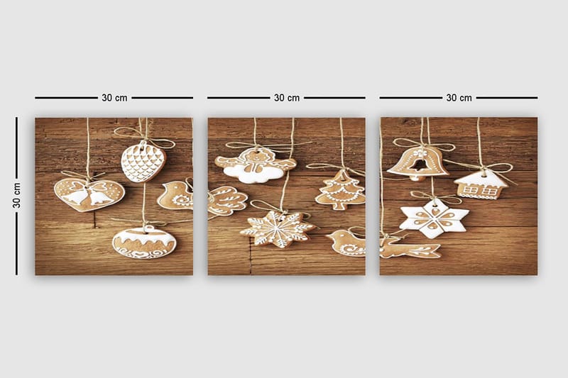 Koristeellinen Canvastaulu 3-os 30x30 cm - Monivärinen - Sisustustuotteet - Taulu & taide - Canvas-taulu