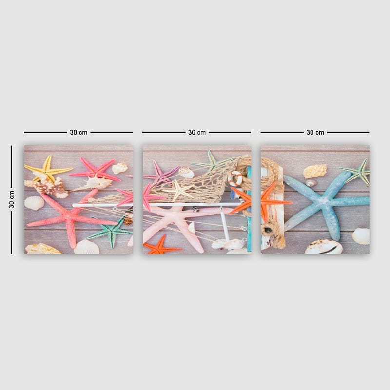 Koristeellinen Canvastaulu 3-os 30x30 cm, Monivärinen