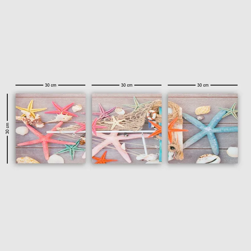 Koristeellinen Canvastaulu 3-os 30x30 cm, Monivärinen