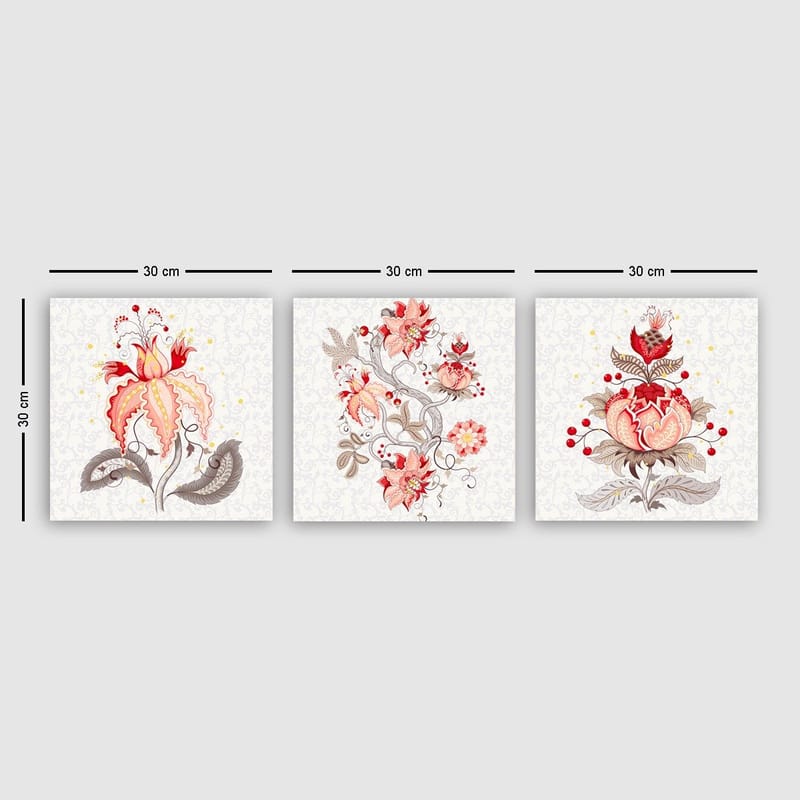 Koristeellinen Canvastaulu 3-os 30x30 cm - Monivärinen - Sisustustuotteet - Taulu & taide - Canvas-taulu