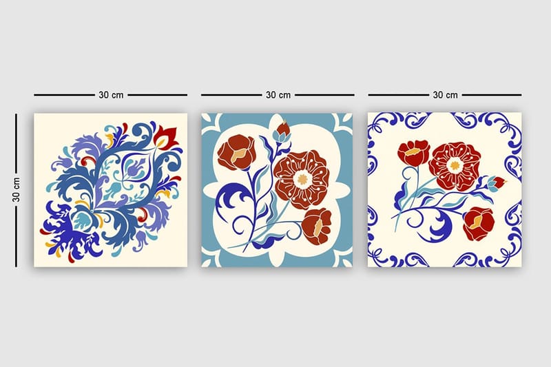 Koristeellinen Canvastaulu 3-os 30x30 cm - Monivärinen - Sisustustuotteet - Taulu & taide - Canvas-taulu