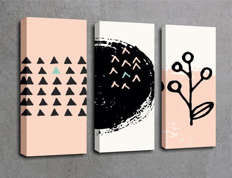 Koristeellinen Canvastaulu 3-os 45x20 cm - Monivärinen - Sisustustuotteet - Taulu & taide - Canvas-taulu