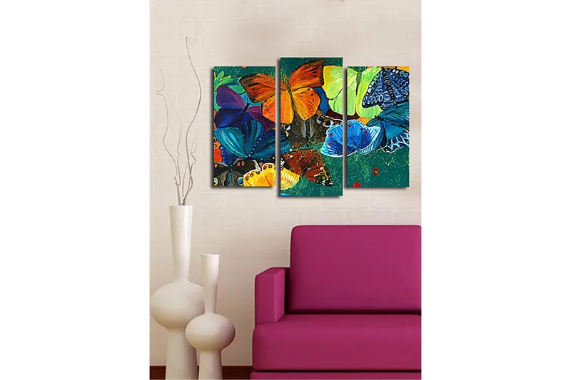 Koristeellinen Canvastaulu 3-os 45x20 cm - Monivärinen - Sisustustuotteet - Taulu & taide - Canvas-taulu