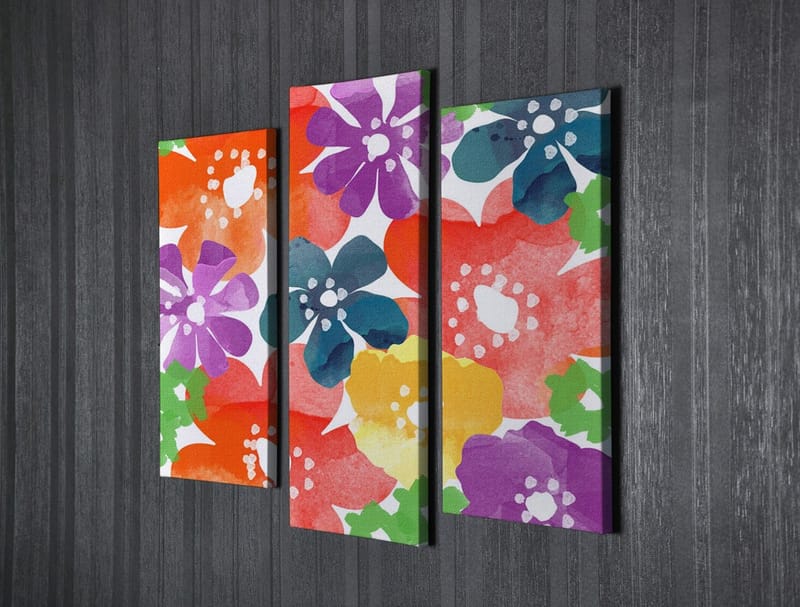 Koristeellinen Canvastaulu 3-os 45x20 cm - Monivärinen - Sisustustuotteet - Taulu & taide - Canvas-taulu