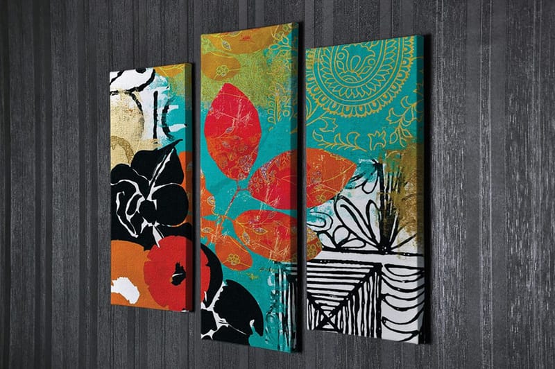 Koristeellinen Canvastaulu 3-os 45x20 cm - Monivärinen - Sisustustuotteet - Taulu & taide - Canvas-taulu