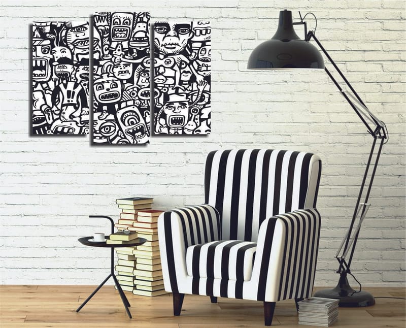 Koristeellinen Canvastaulu 3-os 45x20 cm, Monivärinen