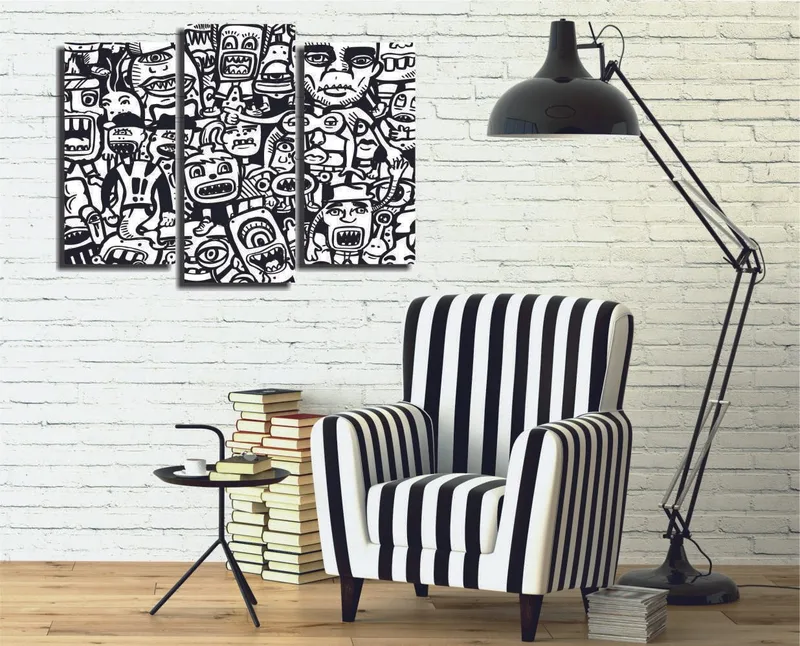 Koristeellinen Canvastaulu 3-os 45x20 cm, Monivärinen