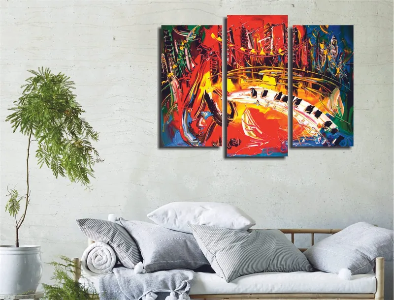 Koristeellinen Canvastaulu 3-os 45x20 cm, Monivärinen