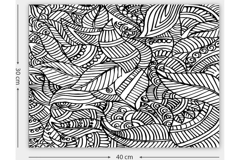 Koristeellinen Canvastaulu 30x40 cm - Valkoinen/Musta - Sisustustuotteet - Taulu & taide - Canvas-taulu